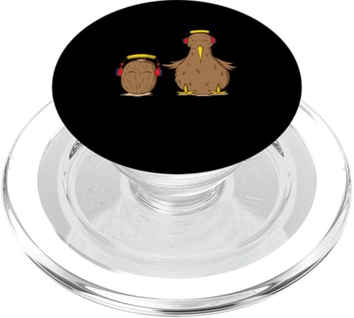 Kiwi Bird et Kiwi Fruit écoutent de la Musique PopSockets PopGrip pour MagSafe