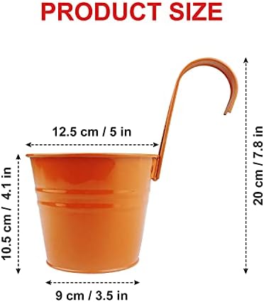 Trongle Flower Pots Outdoor, 10 PACKS Metal Iron Hanging Plant Pots with Detachable Handle, Indoor Plant Pots with Drainage Holes Colorful Plant Pots Outdoor for Garden Balcony and Home Decor, M