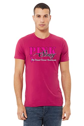 P&B Pink Strong October Awareness Men's T-Shirt, L, Cyber Pink #TOP1