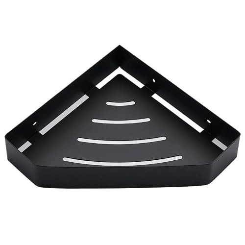 YUANCHUTOP Bathroom Shelves Hardware Rack Kitchen Storage 304 Stainless Steel Wall Mounted Corner Triangle Shower Holder Accessories(Black)