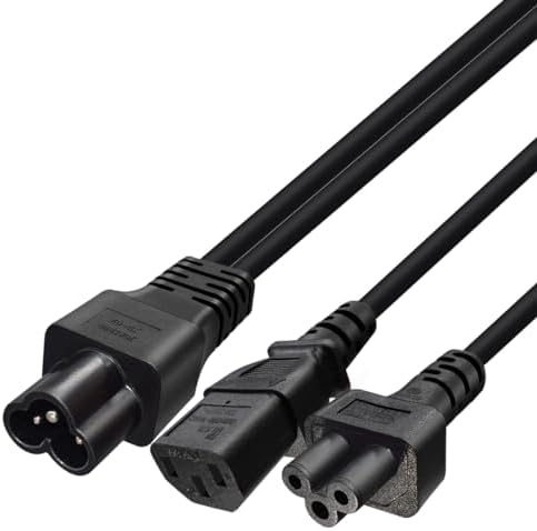 IEC320 C6 to C5 /C13 Y Splitter Power Cable,C6 to C13,C6 to C5 Adapter Converter AC Power Supply Cord,C6 Male to Dual Female is c13 PDU Jack and c5 3 Hole ac Cable,1FT/0.3M — 사진 2