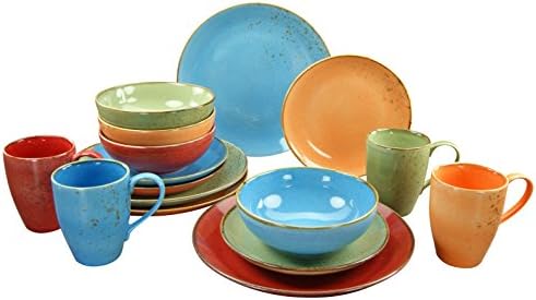 Creatable 19989 Nature Collection Mediterranean Dinner Ware Set, Multi-Colour, Set of 16