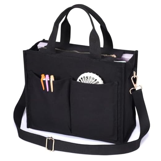 F-color Bolsa feminina para trabalho – Bolsa diária com bolsos, bolsa de ombro transversal com zíper para trabalho, viagens, passeios diários, 01_médio_preto, Medium, Simples