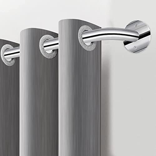 Imperial Rooms Plain Metal Ball Curtain Poles Metal Extendable - Includes Curtain Rod, 60mm Size Finials, Rings, Brackets & Fittings Set (Brushed Silver, Hold Back Pair)