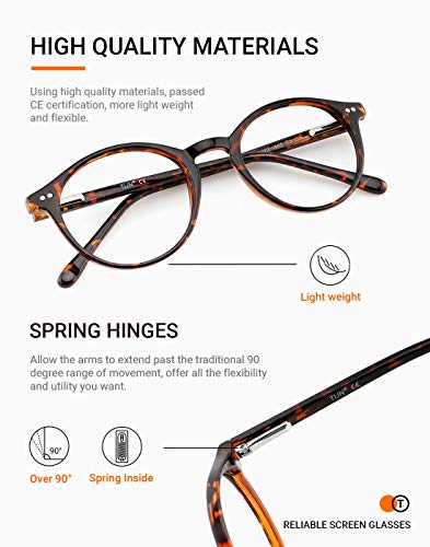 Tijn Square Nerd Blue Light Blocking Glasses Bundle With Vintage Round Screen Computer Glasses For Women Men #TOP2