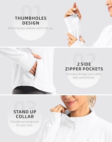 Soothfeel Women's UPF 50+ Lightweight Athletic Jackets Sun Protection Zip Up Long Sleeve Shirts Hiking Workout Outdoor Pocket4