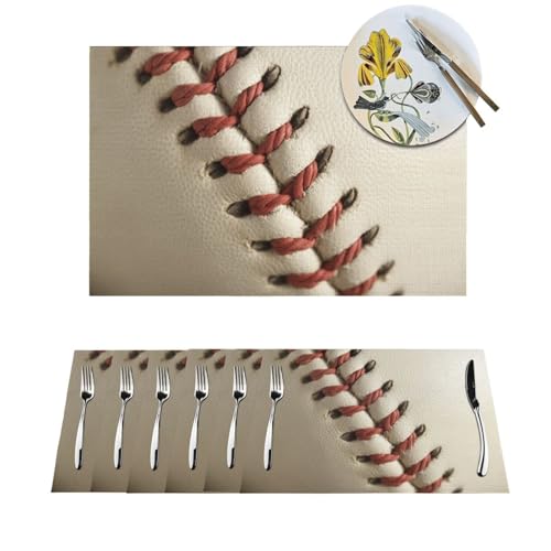 Sets de table en vinyle baseball : lot de 4 protections lavables pour table de cuisine
