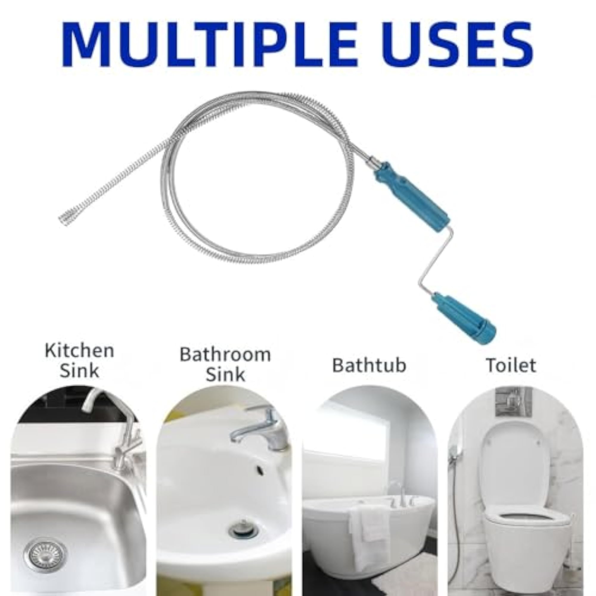 Flexible Steel Pipe Cleaner for Sink & Shower, 9.8 Ft