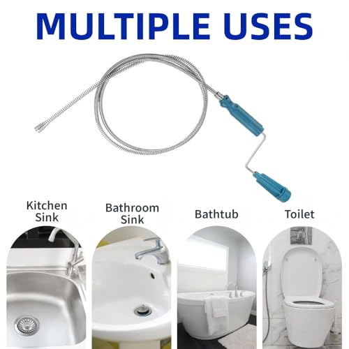 Image of 9.8Ft Stainless Steel Flexible Drain Cleaner Tool,Snake Drain Hair Remover tool for Kitchen Bathroom Shower Sink Toilet Bathtub