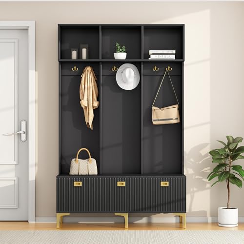 Ymkua Garderobenset Wandgarderobe, Flurgarderobe Set mit offene Aufbewahrung, Garderoben Set mit 6...