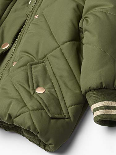 Osh Kosh Baby Girls' Perfect Puffer Jacket, Olive Drab/Leopard, 12Mo #TOP2