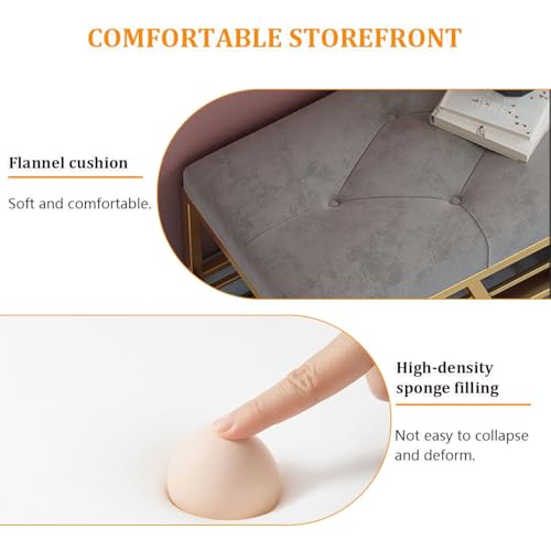 Banc à chaussures gris capitonné aux finitions soignées - 5