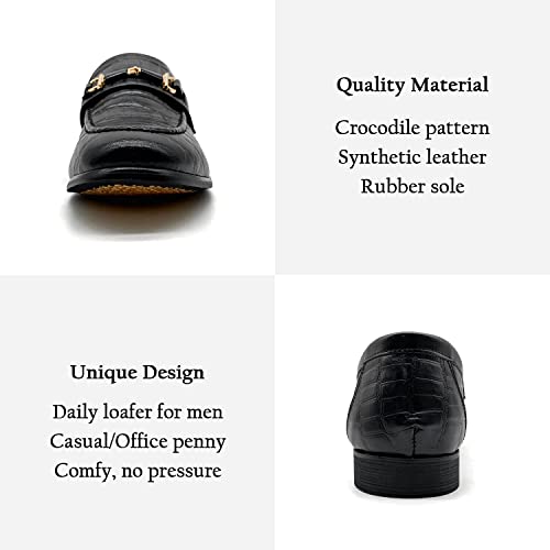 Cmm Men's Fashion Classic Loafers Luxury Loafer Weeding Black And Gold Dress Shoes For Men 9.5 #TOP3