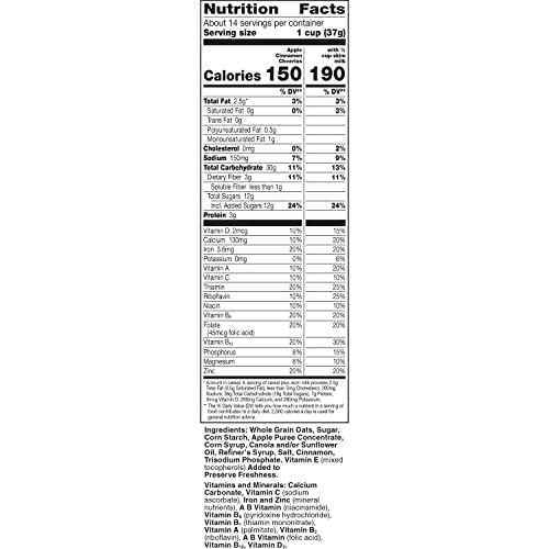 Image of Cheerios Apple Cinnamon , Breakfast Cereal, Gluten Free, Whole Grain Oats, 19 oz (Pack of 7)