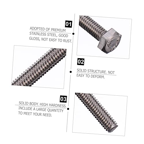 Villcase 50Pcs Bolts Stainless Screw Screws For Assortment Head Office Silver Hex Washer Flat Steel Tap Diy Shop And Socket Cap Nuts Kit Home Bolt #TOP3