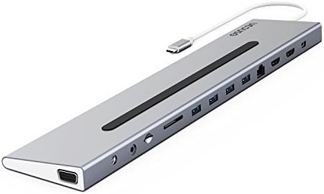 UCOUSO UC28A USB C Hub Aluminum Superspeed 2 USB 3.0 Ports, 2 USB C Ports Type-c Hub with SD/TF Card Reader Combo MacBook Hub for New 13-inch & 15-inch MacBook Pro 2016 (Gray)