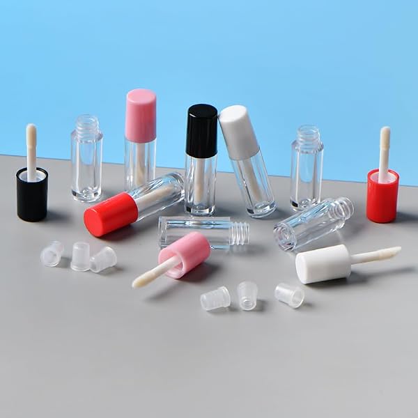 lasenersm 12 Pieces 1.2 ml Clear Mini Lip Gloss Tube Empty Mini Refillable Lip Balm Bottles with Rubber Inserts and Brush Empty Lip Gloss Containers for Samples Lips Balms Travel Split - 4