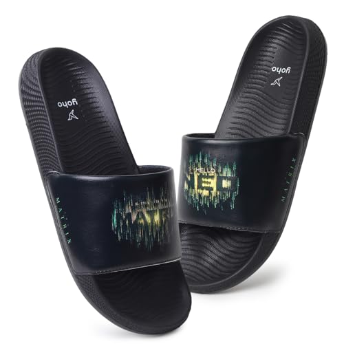 Image of YOHO Sliders for Men | Comfortable and Lightweight Slides | WB Cartoon & Comic Characters: Batman,Superman,Tom & Jerry,Rick & Morty,Big Bang Theory, Friends and Scooby Doo for Boys
