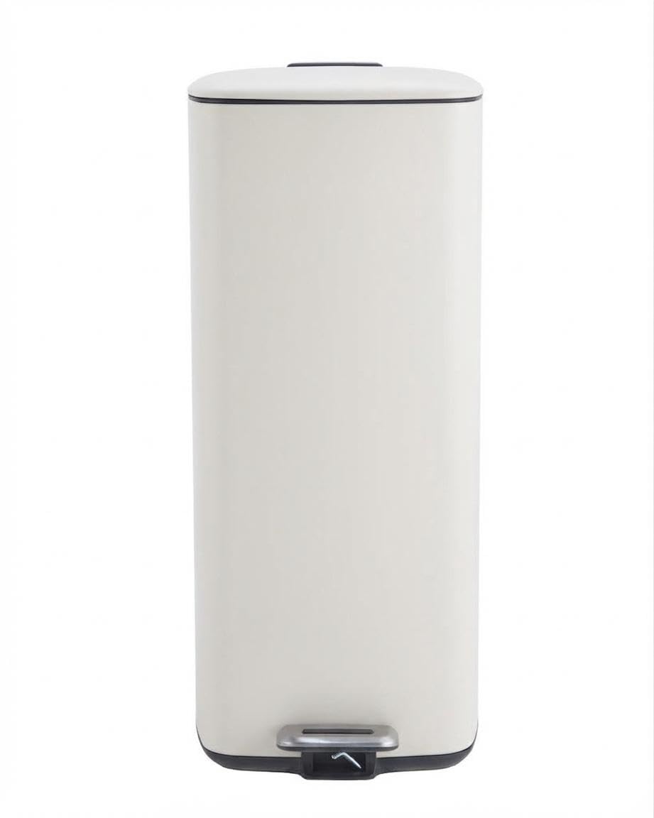 30L Step Trash Can, Stainless Steel Pedal Garbage Bin (BAA30 Model, 36×27×65cm), Soft Close Lid with Stay Open Function, Large Capacity Waste Container for Kitchen, Office, Bathroom