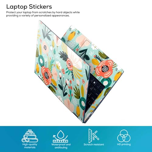 Image of Galaxsia Floral D19 Full Body Vinyl Laptop Skin /Sticker /Cover Upto 15.6 Inches Laptops Laminated-Removable-HD Quality Compatible for Hp-Dell-Sony-Lenovo-Asus etc.(15x10 Inches)