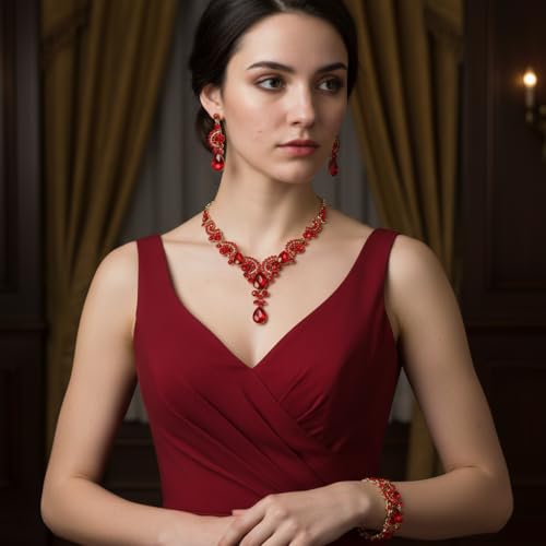 Juegos de joyas de cristal floral con collar y pulsera para regalar a novias y madrinas 2