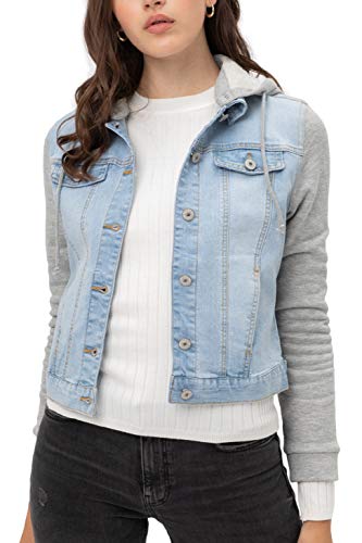 FASHION BOOMY Women's Classic Denim Jean Jacket - Cropped Long Sleeve Outerwear - Regular and Plus Sizes Large H-Light Blue