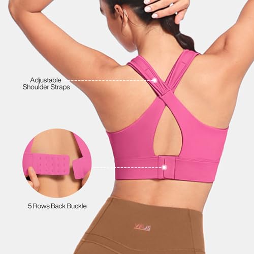 Image of High Impact Sports Bras for Women Adjustable Zip Front Plus Size Workout Bra Full Coverage Removable Padded Running
