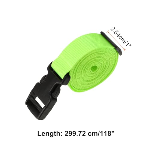 Image of HARFINGTON 2pcs Luggage Straps 1 inch x 118 inch Utility Luggage Connector Strap Nylon Adjustable Suitcase Belt with Buckle for Travel Outdoor Bag Luggage Packing Accessories, Fluorescent Green