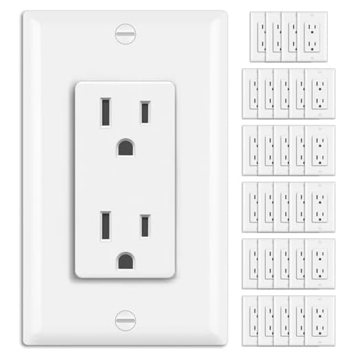 [30 Pack] BESTTEN 15 amp Decorator Electrical Wall Receptacle Outlet, Non-Tamper-Resistant Decorative Sockets, 15A/125V/1875W, for Residential and Commercial Use, UL Listed, White