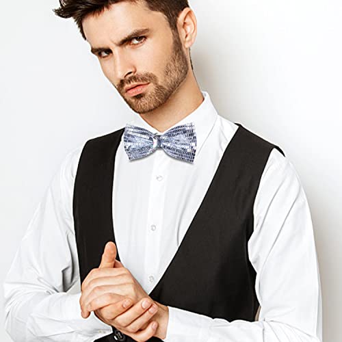 Image of Hi-Tie Bow Ties for Men Pre-Tied Pocket Square with Cufflinks Mens Bowtie Sets for Wedding Formal Party