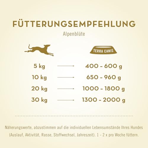 Terra Canis Rind mit Erdäpfeln, Marille und Bergkräutern - Flower Menü Alpenblüte Nassfutter 6x400g | Premium Hundefutter in 100% Lebensmittelqualität Aller Rohstoffe | Reichhaltig & gesund