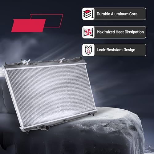 Image of BDFHYK 13440 Aluminum Radiator for Infiniti Q50 2014-2018, CU13440, 26mm Core, Direct Fit Replacement, OE 21460-4GB5A 21410-4GA5A