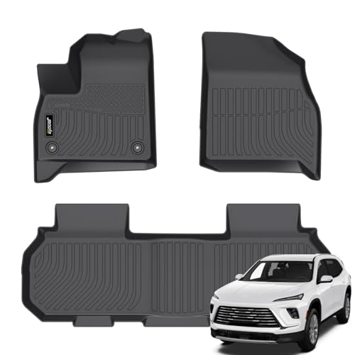 Jenofa-Floor Mats for Chevy Traverse/GMC Acadia 2024-2025 & Buick Enclave 2025 Floor Liner All Weather Car Mats Custom Fit Acadia Denali TPE Rubber Mat for Enclave Accessories Black