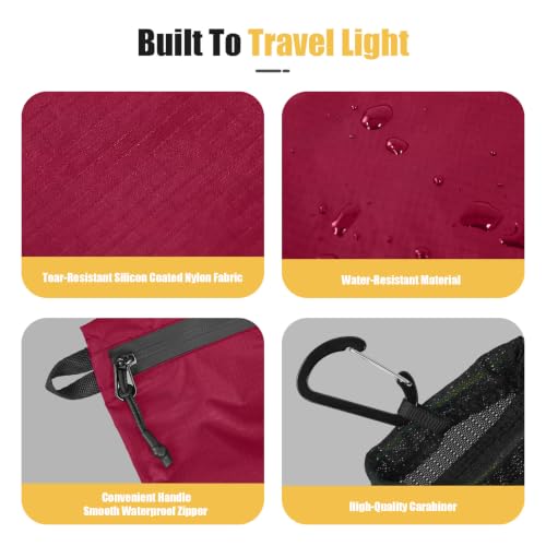 Image of Vavabox Lightweight Travel Toiletry Bag for Women, Water-Resistant Nylon Zipper Travel Pouch, Travel Essentials for Men Camping Gym (Rose Pink, 3pcs)
