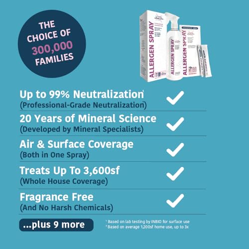 Image of Allergy Asthma Clean Allergen Spray, Pets, Dust Allergies & More, Air & Surface Control, Just Add Water, Bottle Plus Two Refills, Over 100oz Total | Bottle plus Two Refills, Backed by Science, Fragrance Free, Air & Surface Home Control, Made in the USA, Family-owned