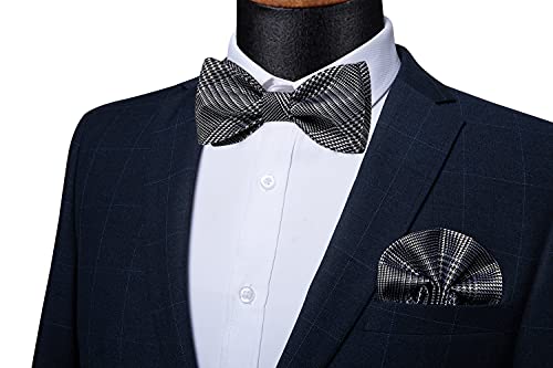Image of DiBanGu Mens Silk Self Bow Tie Set 4PCS for Tuxedo Wedding