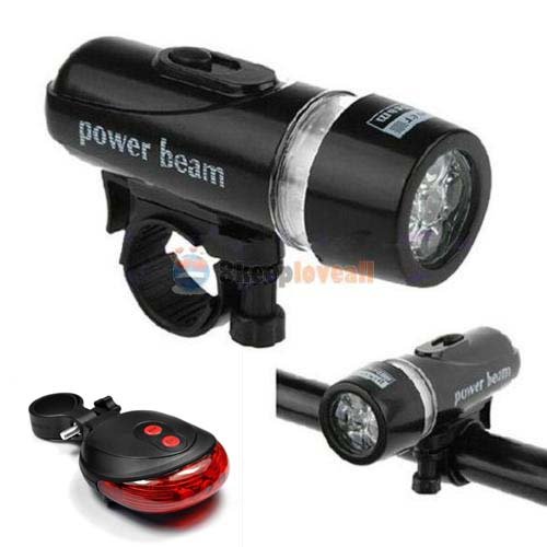 Schrodinger15 10003 5 LED Bicycle Cycle Front Head Light Headlight + Rear Laser Tail Light Combo (B07Y31QJTJ) Amazon Price History, Amazon Price Tracker