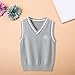 Boys Girls School Uniform Sweater Vest 2025 Fashion Teen V Neck Knit Vest Sleeveless Slim Fit (Grey, 9-10 Years)