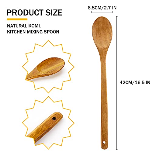 Long Handle Wooden Mixing Spoon, 16.5 Inch Long Wooden Spoon Wood Soup Spoons For Cooking And Stirring #TOP1
