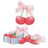 【Motif Cerises】Ces serviettes en forme de cerise brillent d'un rouge éclatant avec de délicates nœuds roses et apportent une atmosphère fraîche et mignonne à la table, parfaite pour des accents joyeux de cerises lors de chaque célébration.