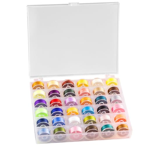 Image of 2 Pieces Sewing Machine Bobbin Case Box Plastic Empty Bobbin Case Box 36 Slots Embroidery Bobbin Case Box Embroidery Machine Bobbin Case Box Sewing Machine Bobbin Organizer Storage, Clear