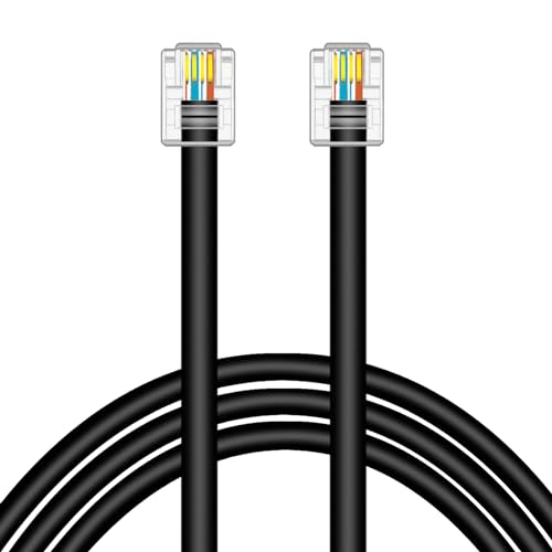 NECABLES CAT5 / CAT5e RJ11 Data Cable DSL Cable 25ft High-Speed for DSL Modem Twisted Wire UTP RJ11 6P4C Male to Male Black - 25 Feet