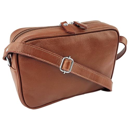 Bolsa Tiracolo FIDENZA em Couro (Pinhão)