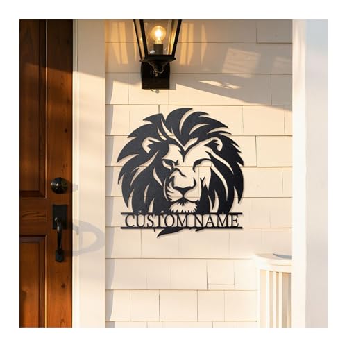 Startop Personalized Metal Lion Name Sign – Custom Wall Art with Majestic Animal Design, Durable...
