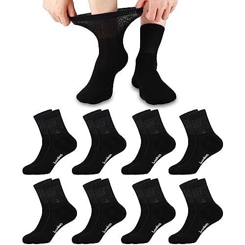 GRPSKCOS Diabetiker Socken 8 Paar – Ohne Gummibund, Gepolstert, Atmungsaktiv, Für Herren & Damen Größe 39-46