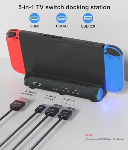 Switch Dock Compatible for Switch/Switch OLED,Rapell Switch Docking Station Support 4K HDMI/1080P/60Hz Output(Not Include HDMI Cable and AC Adapter) - Image 3