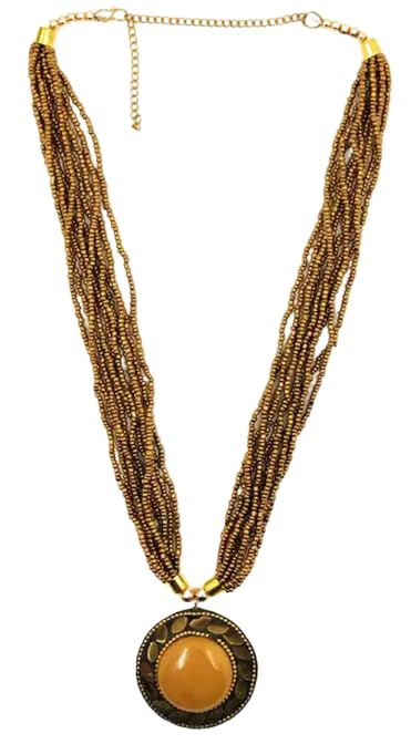 Ziyans Fashion Traditional Indian tribal Handmade Beads Necklace Set for Women Style Fusion Jewellery (Golden) (B0CK2F1BQM) Amazon Price History, Amazon Price Tracker