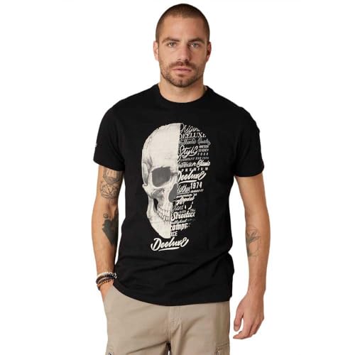 Deeluxe - T-shirt homme VEGAS manches courtes imprimé tête de mort graphique col rond