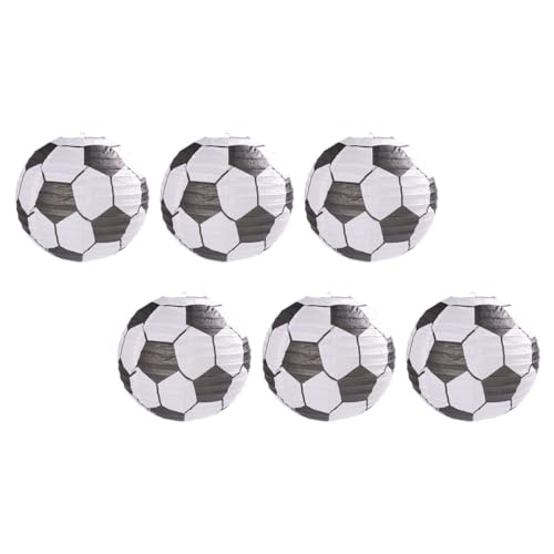 jojofuny 6 Pièces Lanternes en Papier de Ballon de Foot Blanc, Décoration Suspendue pour Fêtes et Porche, Accessoire DIY Original et Festif