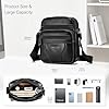 SPAHER Small Mens Leather Bag Handbag Shoulder Bag Business Messenger Bag Cross Body Casual Sling Organiser Travel bag with Adjustable Detachable Shoulder Strap Black #3